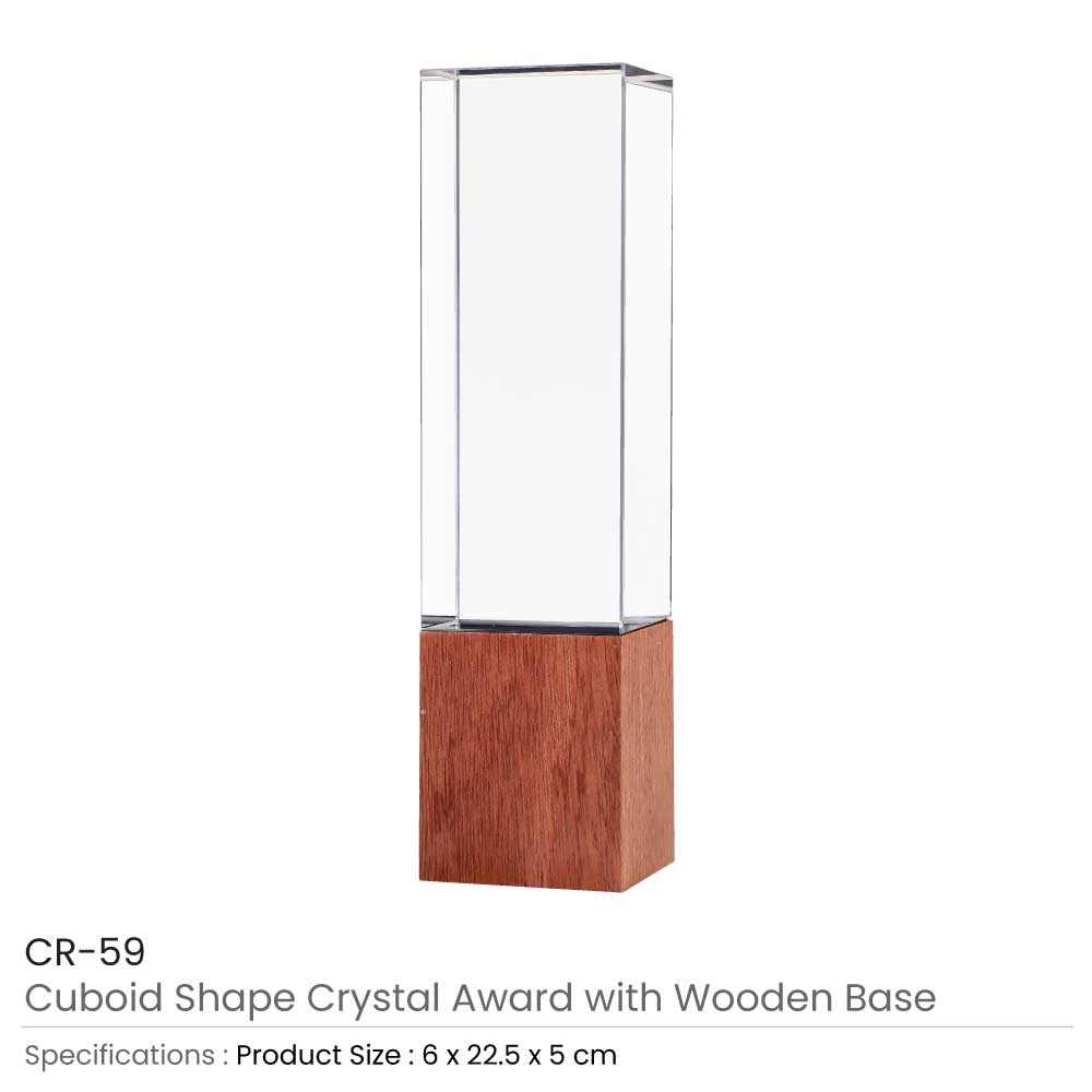 Cuboid-Shape-Crystal-Awards-with-Wooden-Base-CR-59