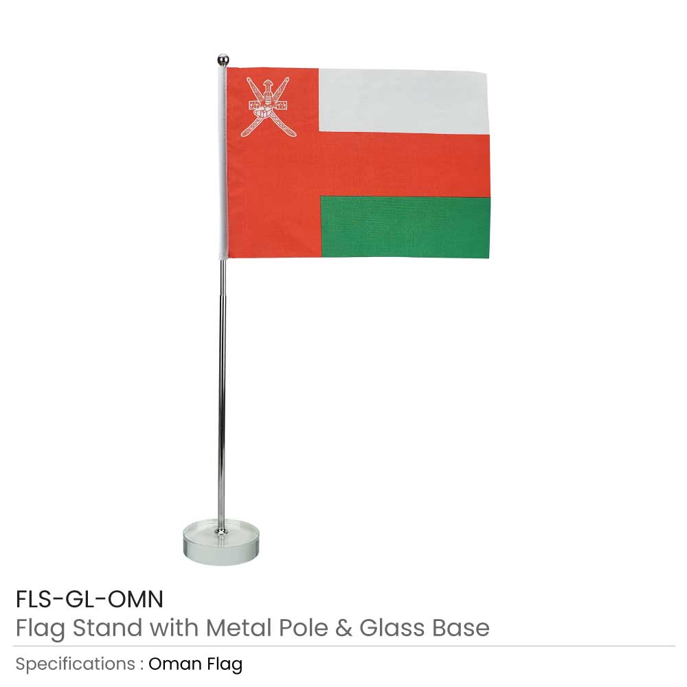 OMAN-Flag-with-Metal-Pole-and-Glass-Base-FLS-GL-OMN