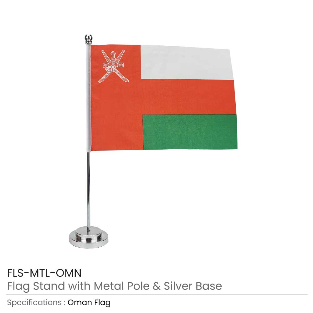 OMAN-Flag-with-Metal-Pole-and-Silver-Base-FLS-MTL-OMN