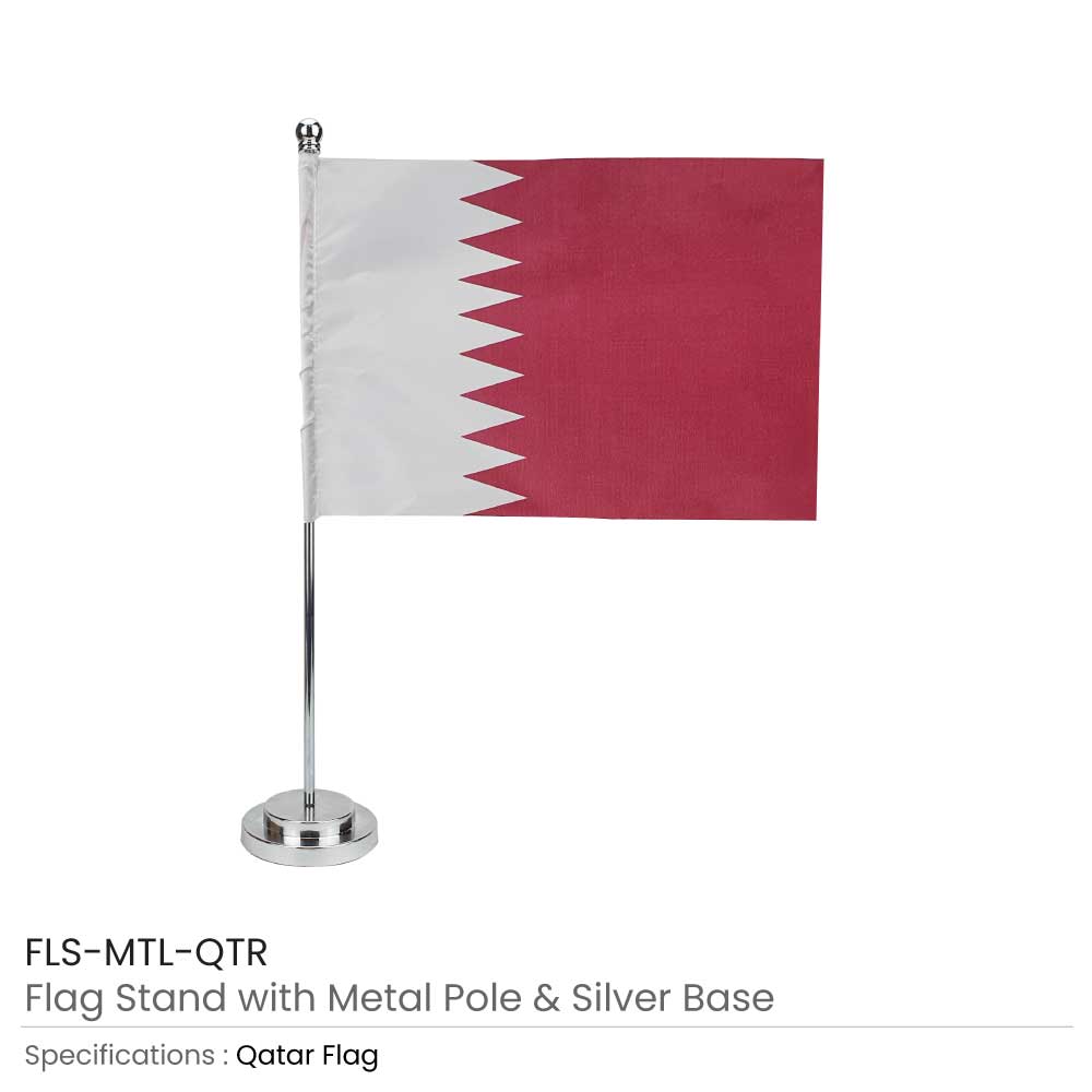 QATAR-Flag-with-Metal-Pole-and-Silver-Base-FLS-MTL-QTR